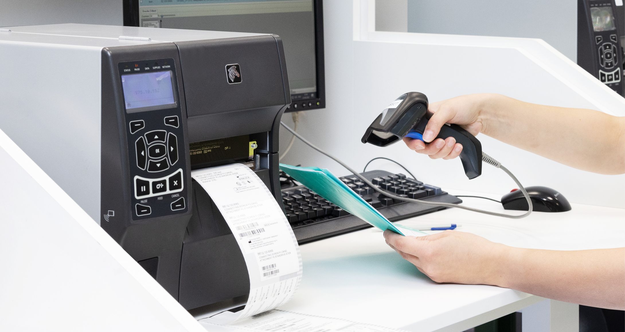 Person printing label
